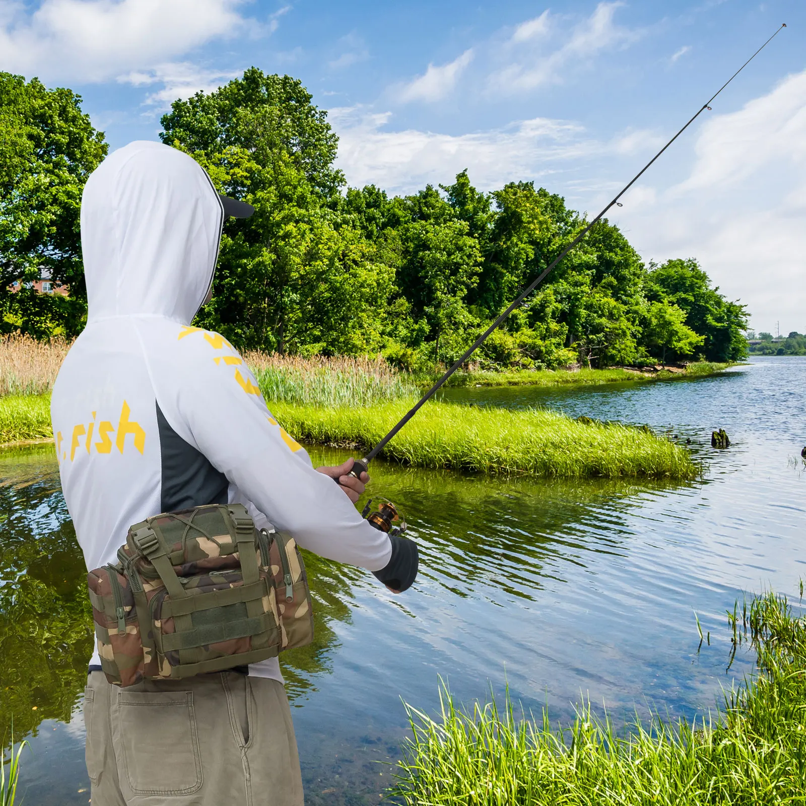 Bolsa de almacenamiento de aparejos de pesca multifunción, bolso de hombro de cintura, bolso de cintura de lona de alta capacidad, impermeable al aire libre - imagen 4