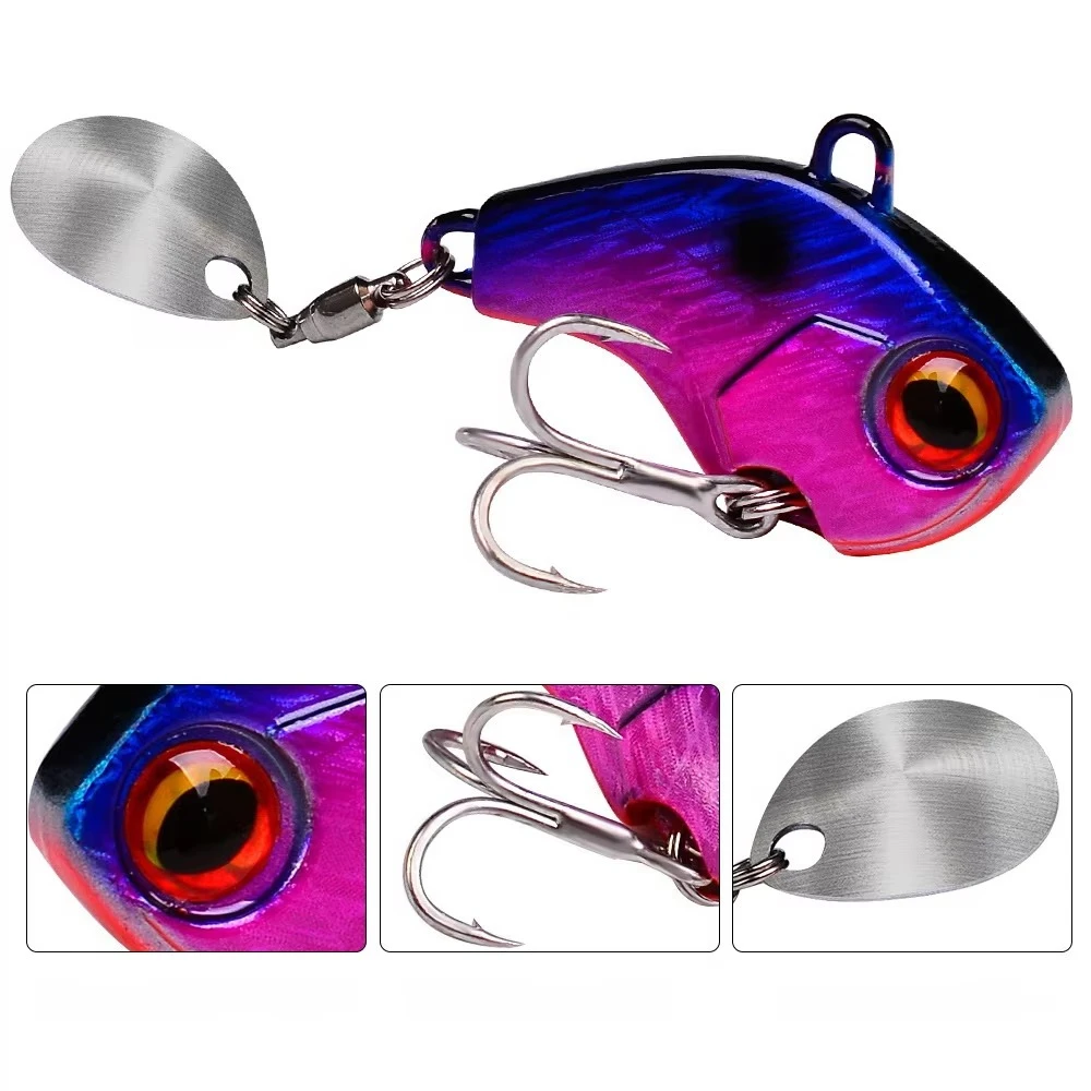 Señuelos de pesca oscilantes giratorios de Metal Vib cebo vibratorio pesca de invierno 6g 15g 28g cebos duros artificiales Spinner señuelo cuchara - imagen 2