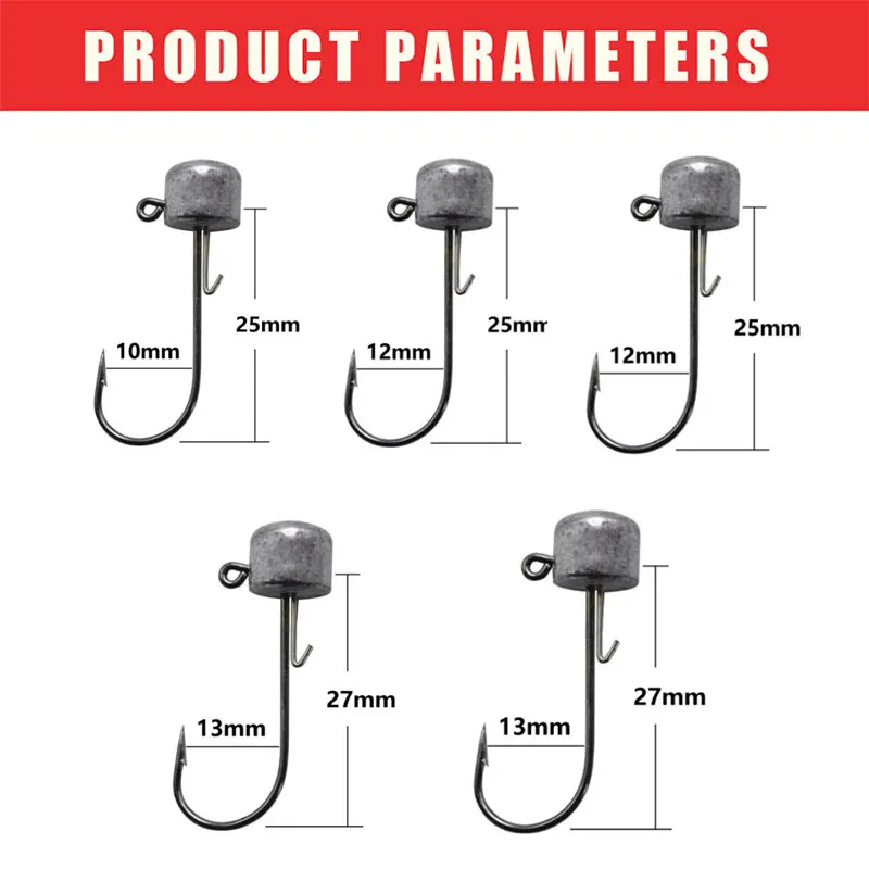 JYJ 1g 2g 3g... 28g todo tipo de anzuelos de cabeza de anzuelo de manivela de pesca, anzuelos de pesca de acero rico en carbono para cebo de señuelo de gusano suave - imagen 4
