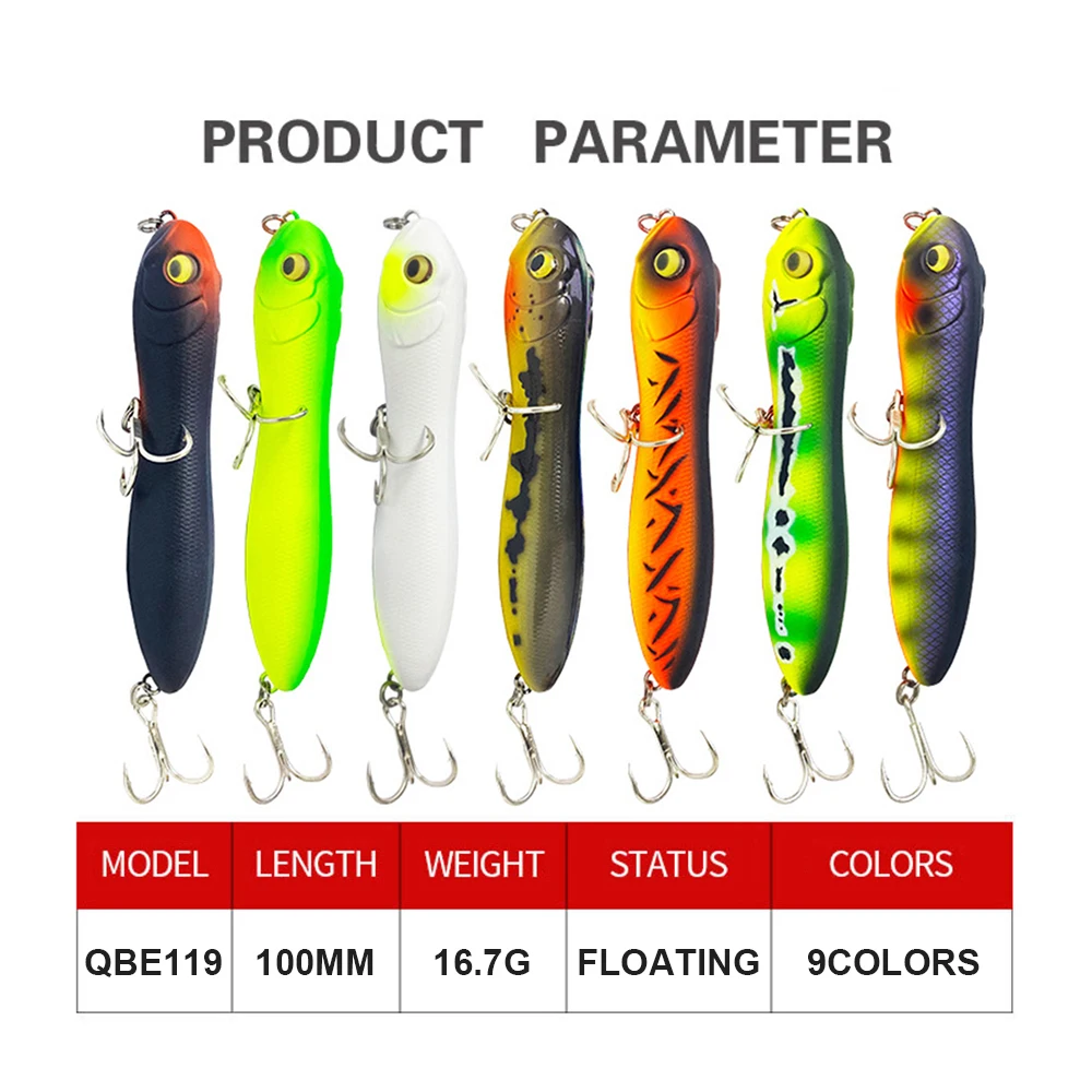 Señuelos de pesca de 10cm y 16,7g, cebo tipo lápiz Wobbler, Topwater flotante, carrera en Z, cebo duro Artificial, Trolling, Jerkbait, trucha, lubina QBE119 - imagen 4