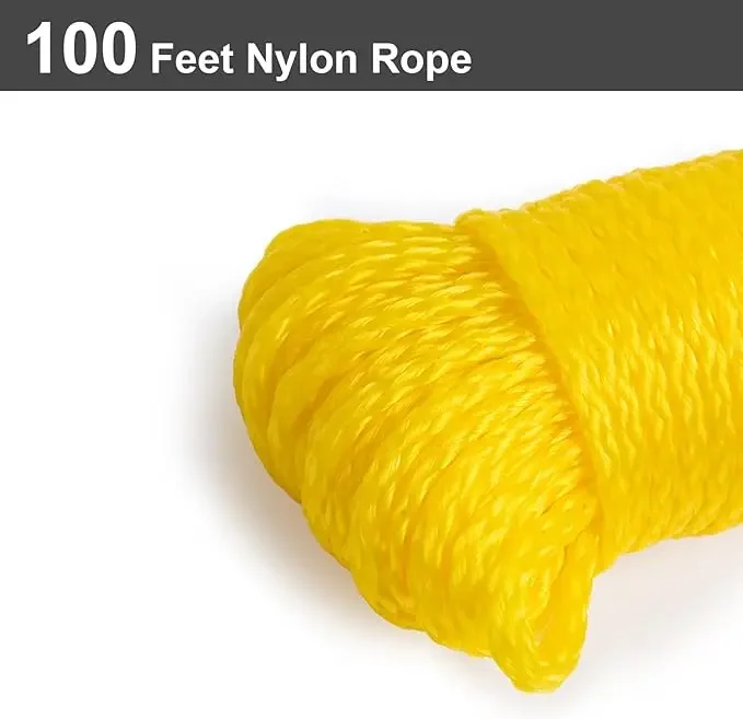 Cuerda de polipropileno Goture, cuerda trenzada de PE resistente de 100 pies, línea multiusos flotante de 1/4 de pulgada de espesor, canotaje para acampar al aire libre - imagen 4