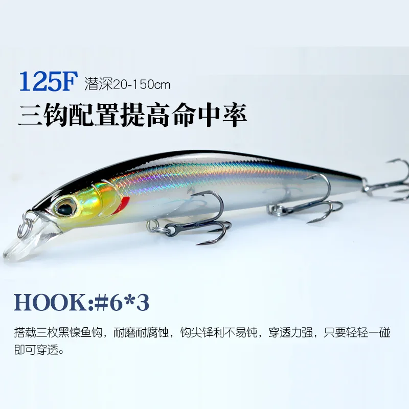 Wobbler 125F – Señuelo flotante de cebo duro para lubina - imagen 4