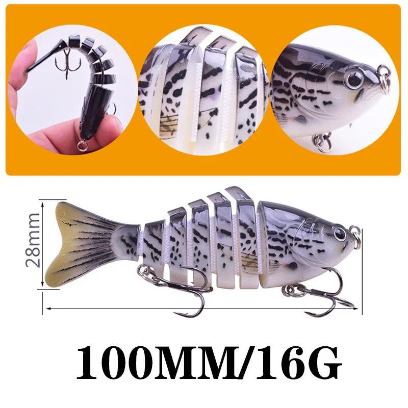 Señuelo duro de pesca multisección, cebo Crankbait 6 #, anzuelo triple, Wobbler, Lucio Artificial, Swimbait, 10cm, 16g, 1 ud. - imagen 2