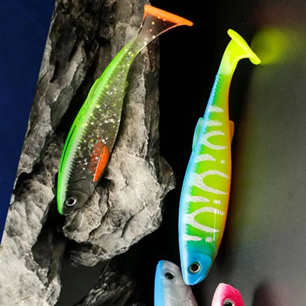 3 unids/pack Señuelos blandos artificiales 10cm 11,5g cola en T silicona Shad Swimbait señuelo de pesca Leurre Wobblers de plástico aparejos de agua salada - imagen 4