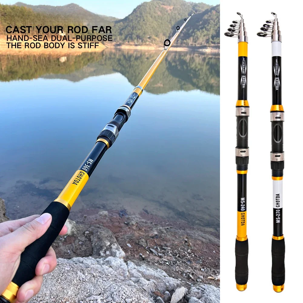 Caña de pescar de mar con caña dura de lanzamiento de larga distancia para accesorios de pesca de lubina de carpa 2,1 M 2,4 M 2,7 M 3,0 M 3,6 M telescópica portátil - imagen 5