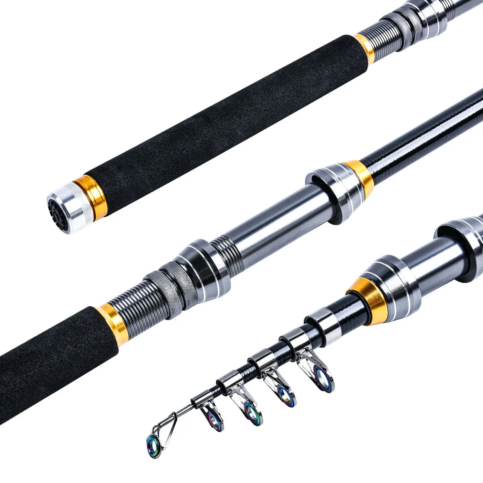 Goture-caña de pescar telescópica, accesorio de Pesca de Mar de 1,8 M, 2,1 M, 2,4 M, 2,7 M, 6-9 secciones, poste de fibra de carbono 24T, caña de viaje giratoria, Carpa, Trucha