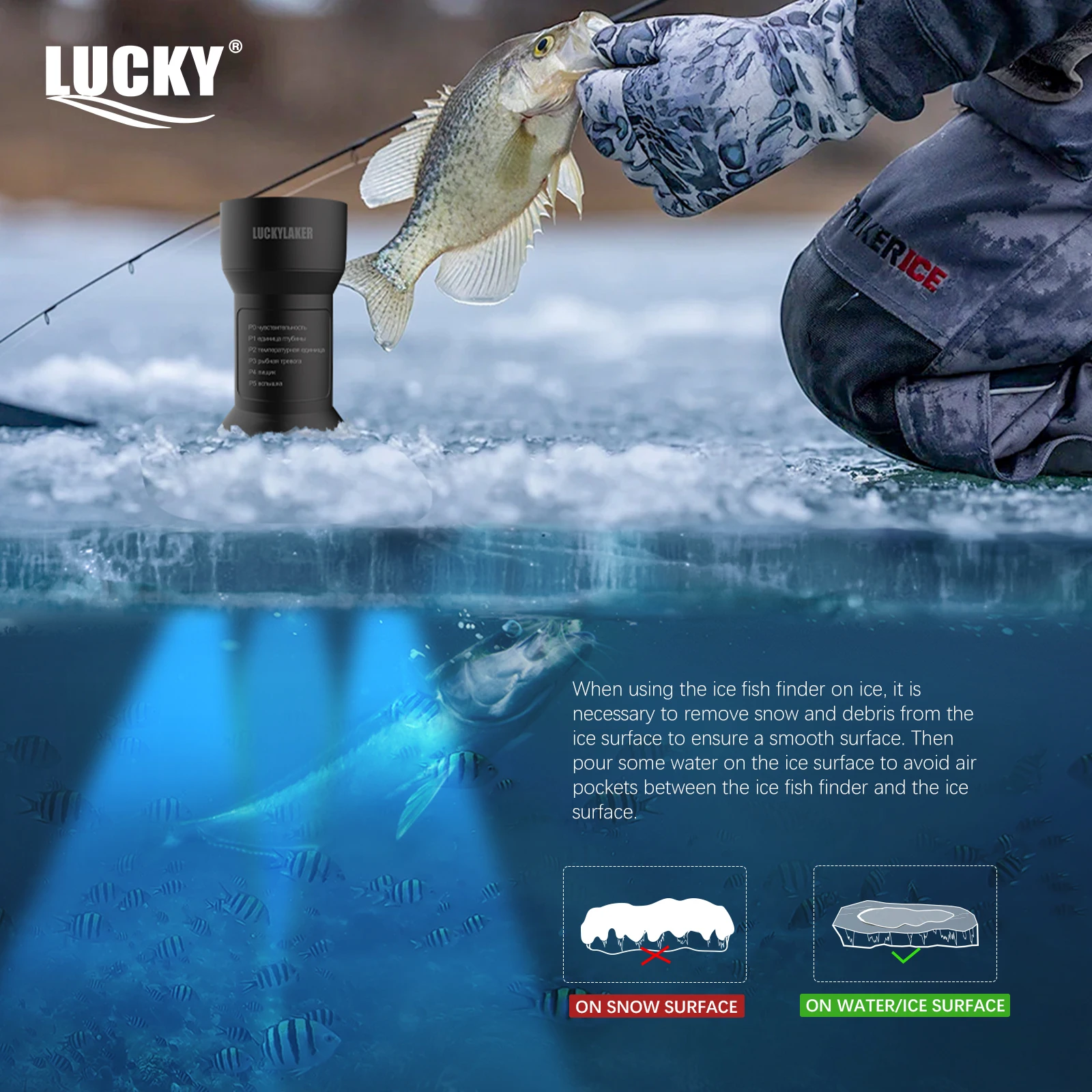 Sonar portátil buscadores de peces señuelo de pesca ecosonda Manual ruso FF202 - imagen 4