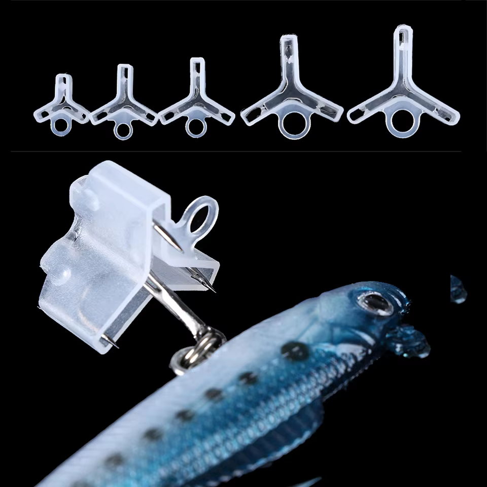 50 piezas 1 #2 #3 #4 #5 # anzuelos triples de pesca, funda protectora de seguridad, fundas de ganchos para Bonnets, Blanco/verde - imagen 5