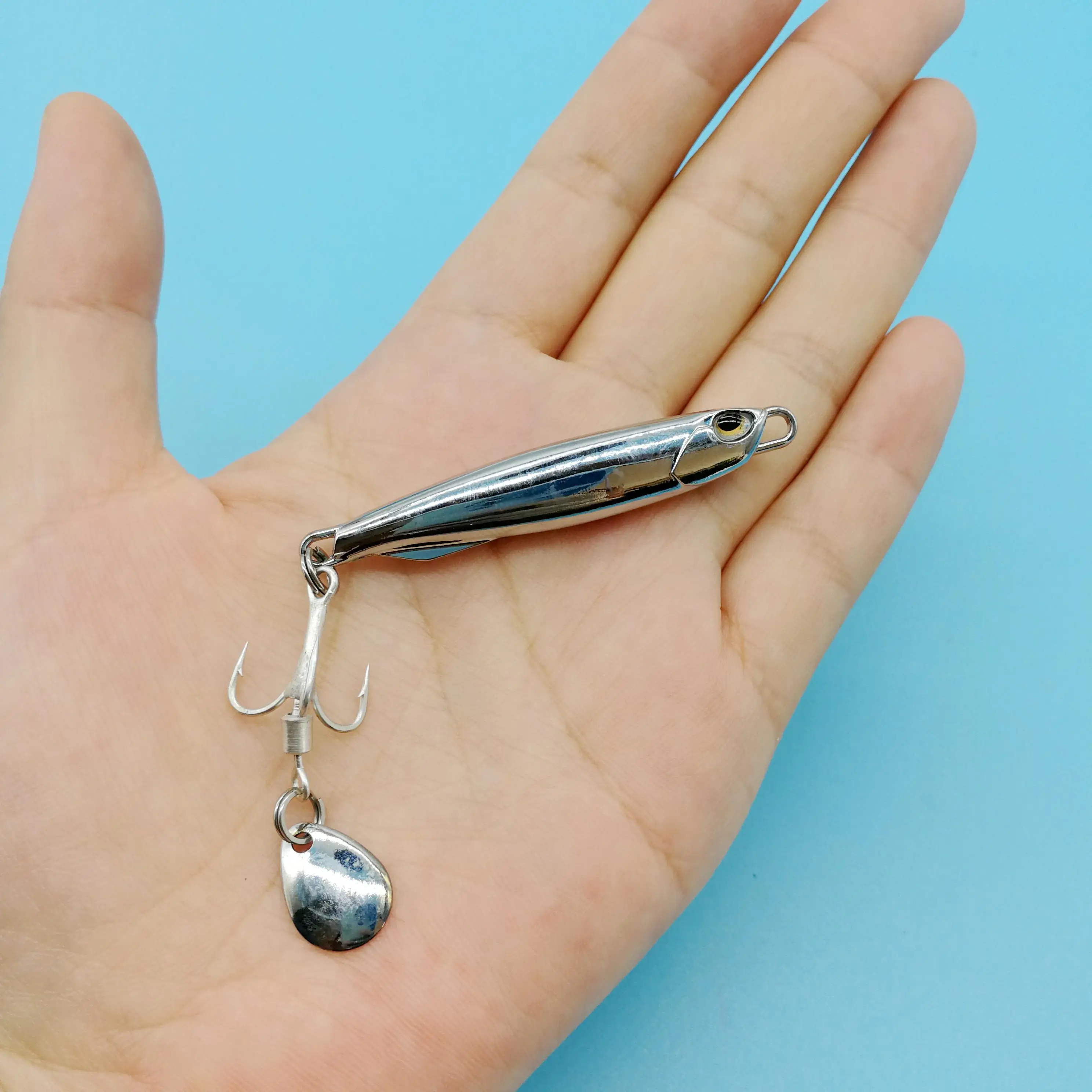 HOOFISH-señuelo de pesca giratorio de Metal plateado, 10 unids/lote, 15g/20g/30g/40g, cuchara giratoria para Jigging, aparejos de pesca de lubina - imagen 2