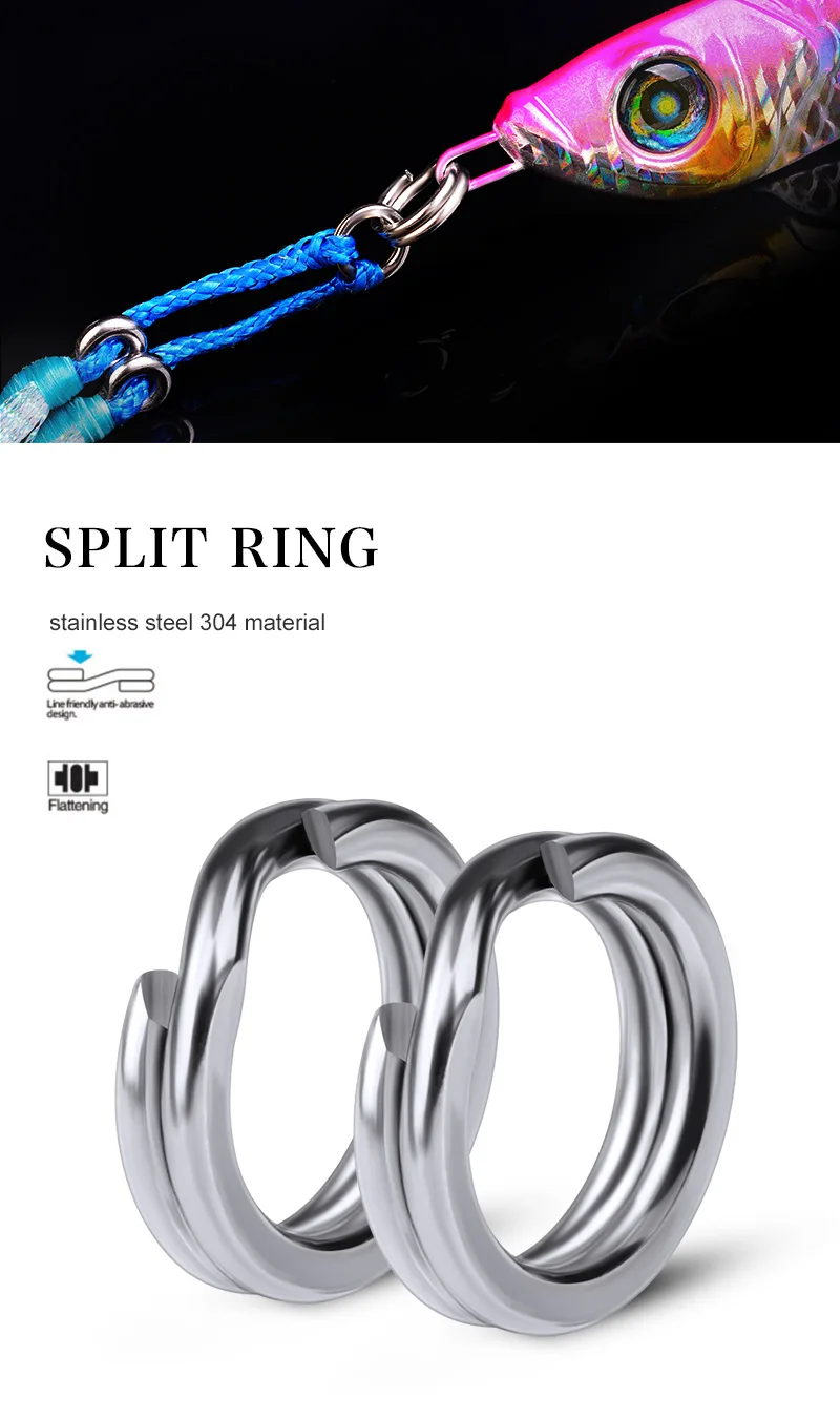 Anillo dividido de acero inoxidable para pesca, accesorios de doble anillo dividido ovalado sólido para gancho de pesca, señuelo a presión, llave giratoria DIY, 20 piezas por lote - imagen 5