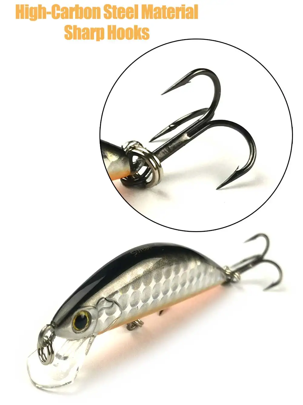 Material de acero alto en carbono ganchos afilados para pesca efectiva