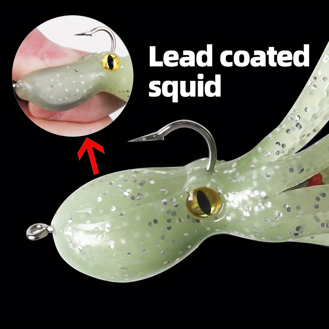 ANFS 3 uds/1pc señuelos blandos cebo Artificial de calamar brillante-gabarito de plomo resistente-perfecto para pesca de curricán, lubina y trucha de salmón - imagen 5