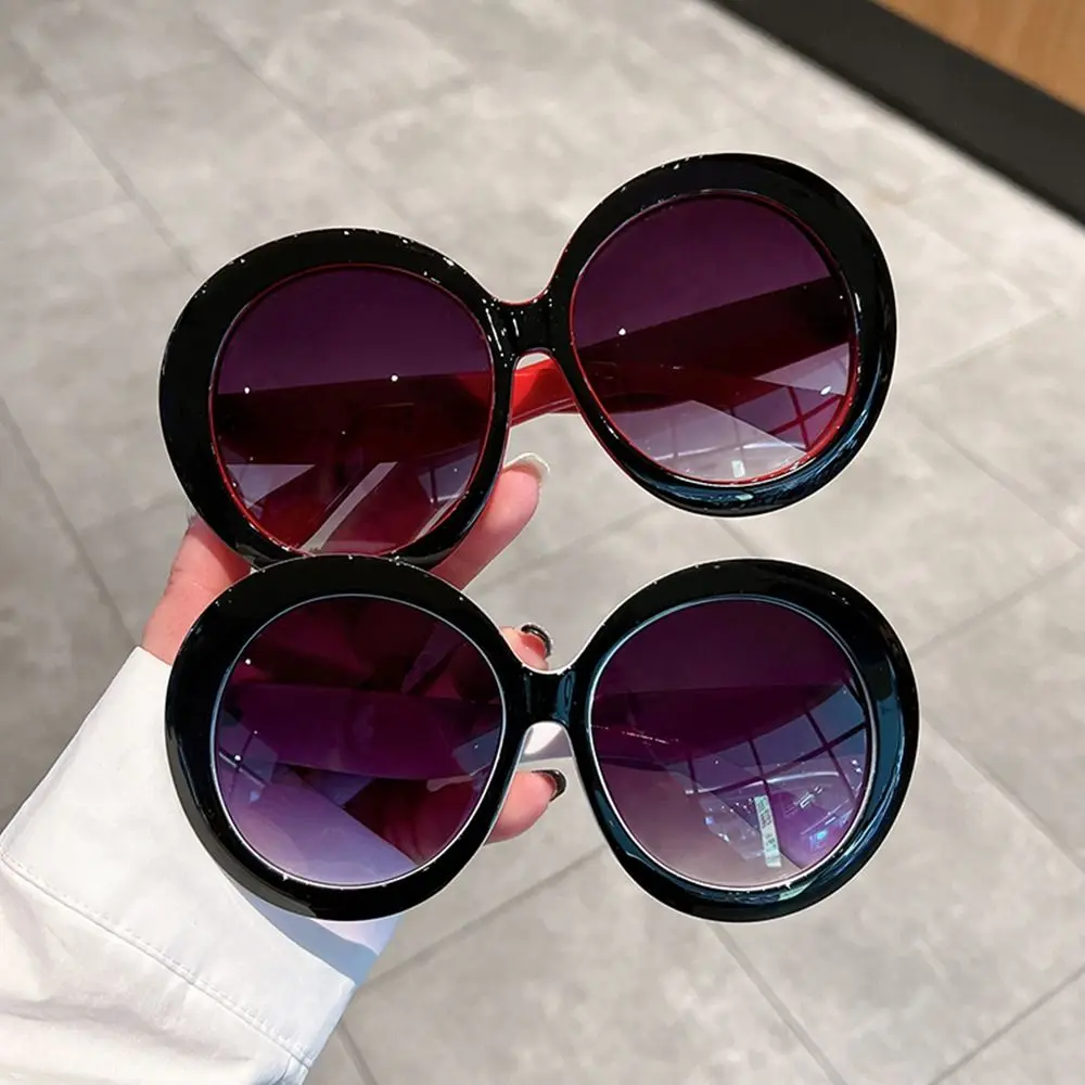 Gafas de sol redondas grandes Vintage de gran tamaño, anteojos de sol femeninos con gradiente marrón, a la moda, de diseñador de marca de lujo - imagen 2