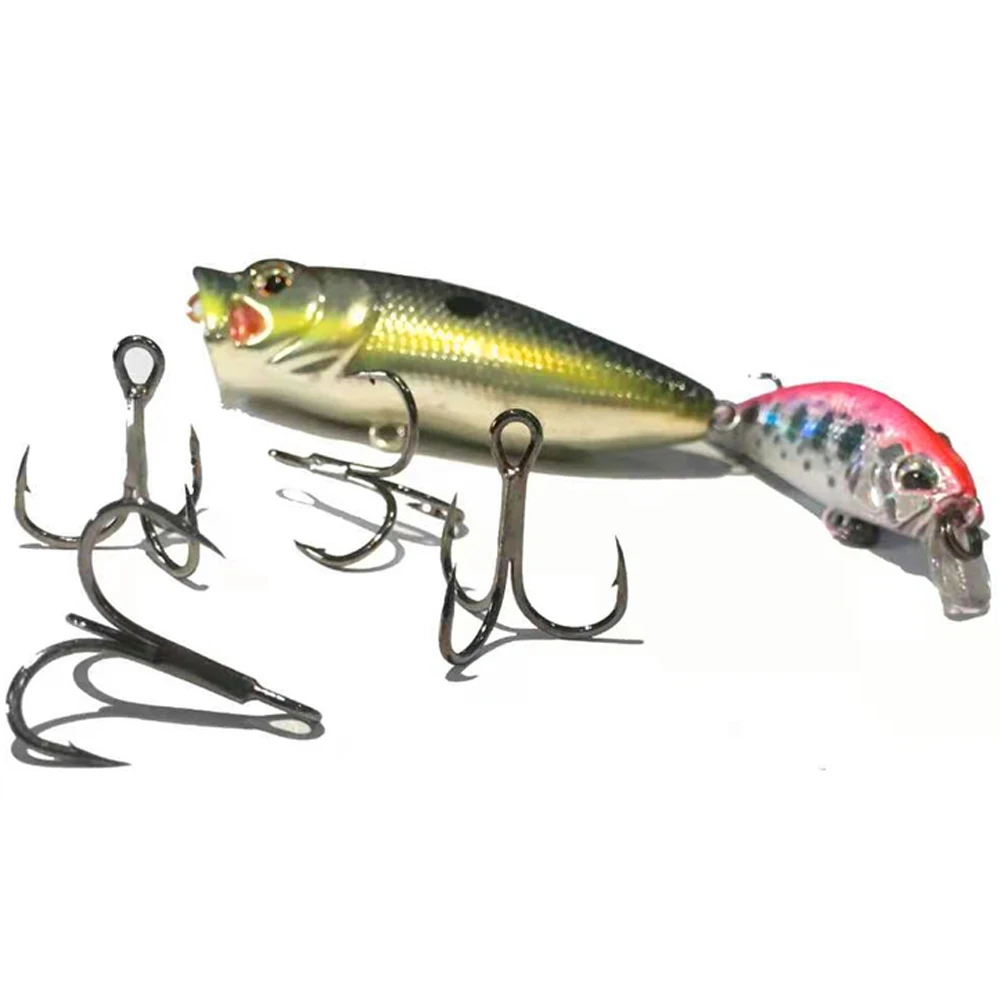 100 unids/caja anzuelos triples para pesca de carpa 12 # -3/0 #   Juego de anzuelos de púas de acero al carbono opcionales súper afilados para aparejos de accesorios de señuelos