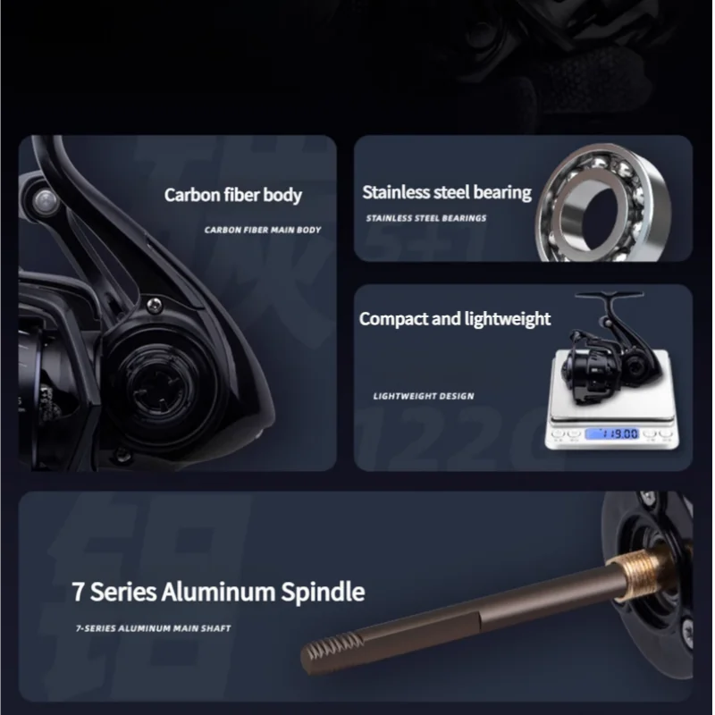 Carrete de pesca Mavllos S2 800S 1000S, Micro carrete giratorio de fibra de carbono, rotor ultraligero de baja inercia, resistente al agua y antioxidante, 119g - imagen 4