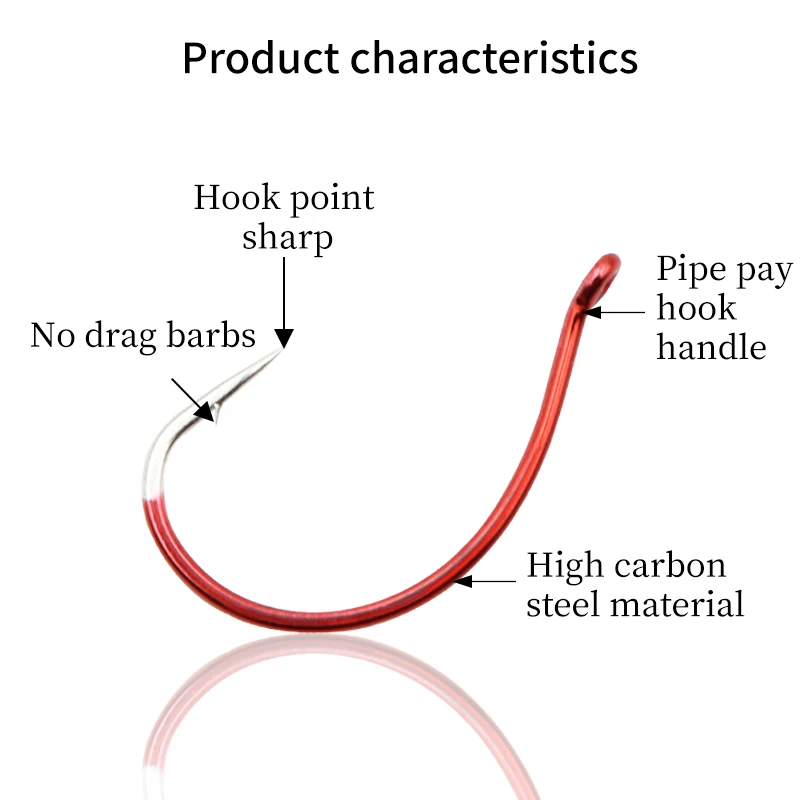 ZYZ-anzuelos de pesca de tiro caído, accesorios de pesca, señuelo suave, acero de alto carbono, manivela luminosa, púas, 10 unids/lote por bolsa - imagen 5