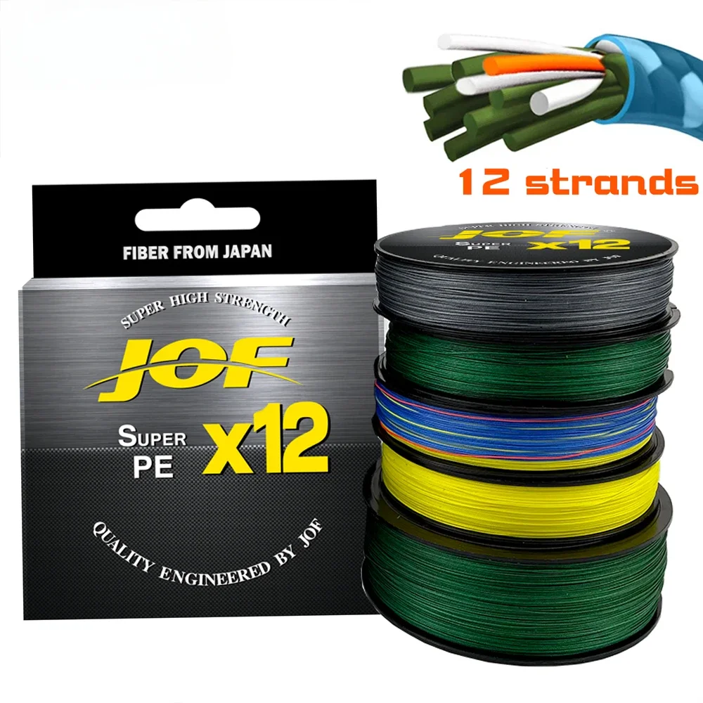 JOF Original Japón actualización 12 hebras hilo de pescar multifilamento X12 PE línea 300 m/500 m 25-92LB Tresse Peche línea de tejido de agua salada - imagen 3