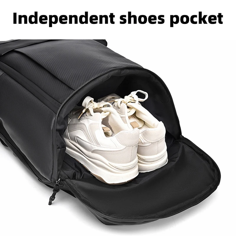 Mochila de pesca con bolsillo para zapatos, bolsa para viajes al aire libre, senderismo, desplazamientos, Camping, mochila escolar grande para ordenador portátil de negocios en seco y húmedo - imagen 3