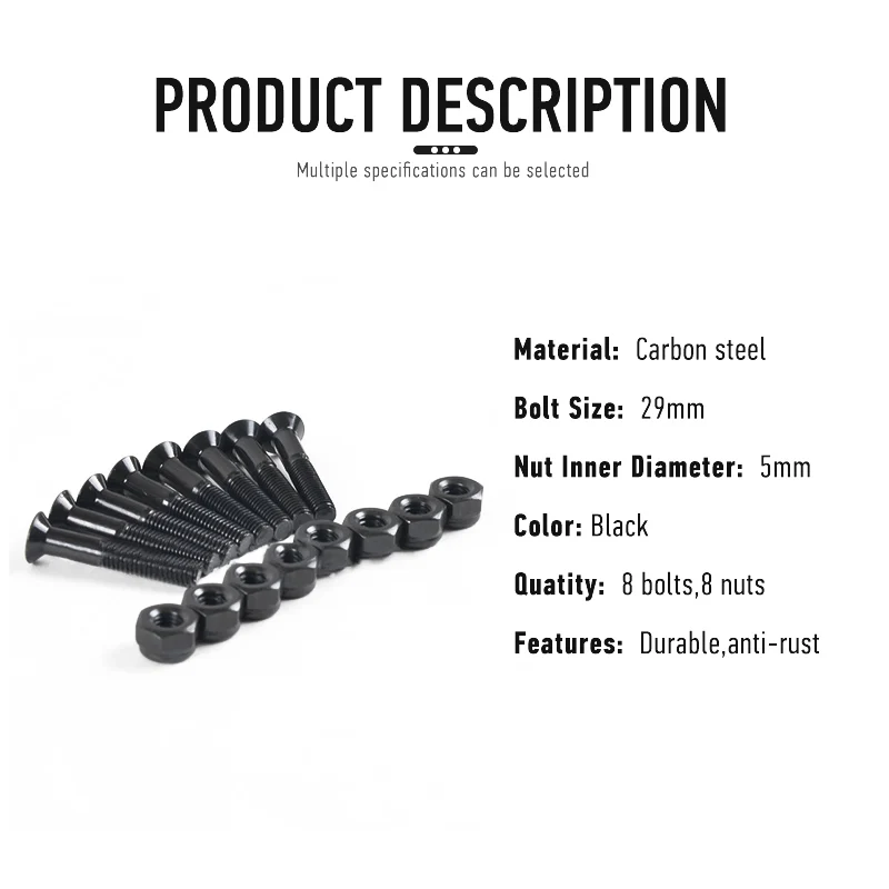 Tornillos para Longboard, 8 piezas, 29mm, Hardware para monopatín, Riserpad, piezas de balancín doble, Envío Gratis - imagen 2