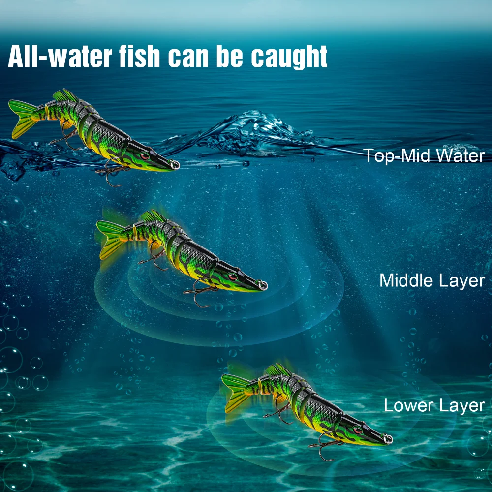 Goture-SEÑUELOS DE PESCA DE hundimiento rápido, cebo Artificial de 9 segmentos, 12,5g, 19,4 cm, lote de 3 unidades - imagen 5