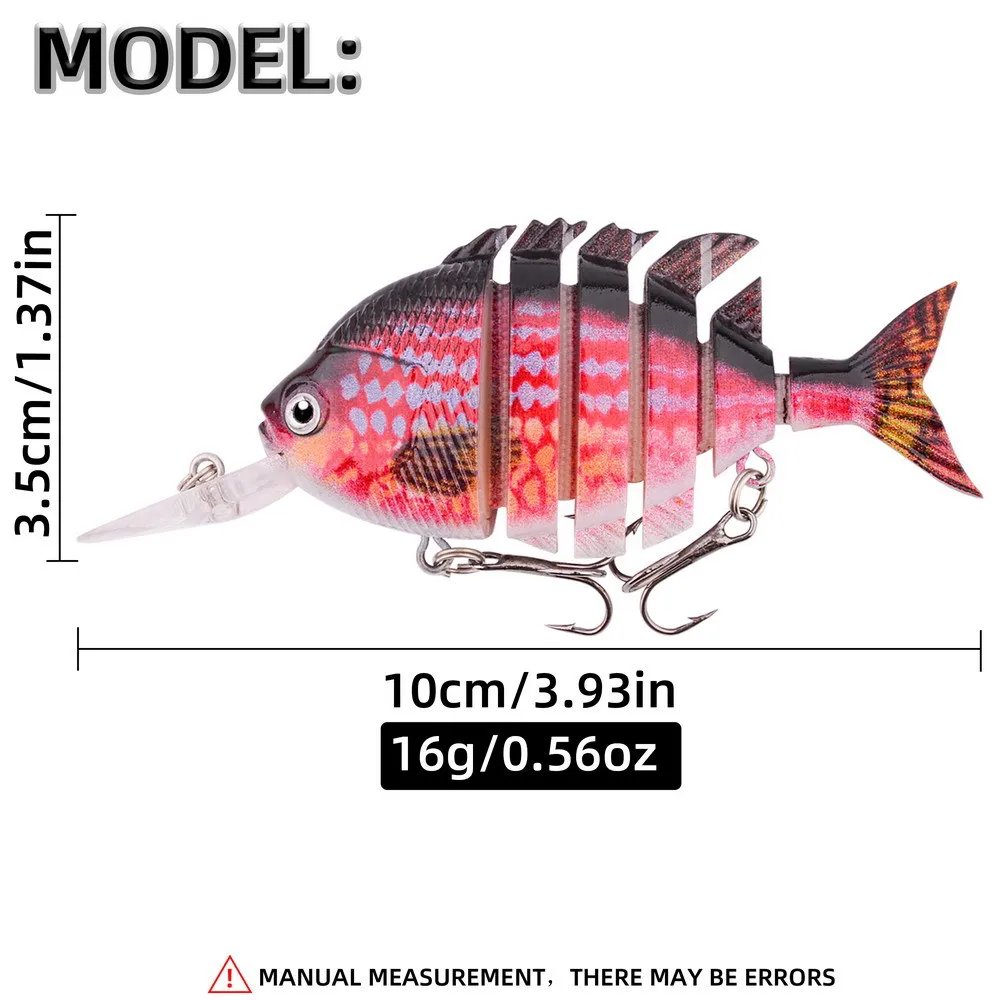 Señuelos de pesca Swimbait Tilapia realistas de 100mm y 16g, cebo duro con anzuelo triple, señuelos multiarticulados para aparejos de pesca de lubina - imagen 5
