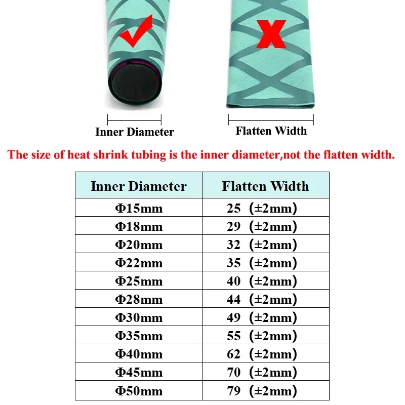 Envoltura antideslizante para caña de pescar, tubo termorretráctil negro 15 18 20 22 25 28 30 35 40 45 50mm, mango aislado, cubierta protectora impermeable - imagen 5