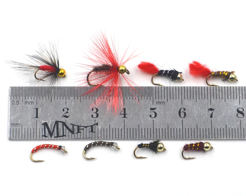 MNFT 56/40 Uds cabeza de cuentas juego de moscas de pesca con mosca moscas secas con una caja cebo de ninfa Artificial trucha lubina azul enmalle mosca Flie Combo - imagen 4