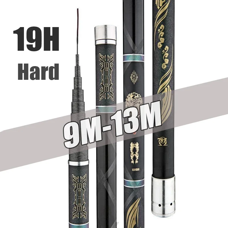 Caña de pescar telescópica Tenkara de 9M-13M 19H Superhard 40T carbono agua salada agua dulce portátil lubina tipo caña corriente trucha poste