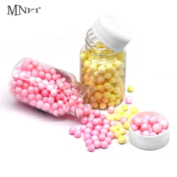 MNFT-flotadores de pesca de carpa de 2 botellas, cebos flotantes con bolas de agua, partículas flotantes de ácido frutal carnoso y fruta, cebo de pesca emergente con cuentas suaves