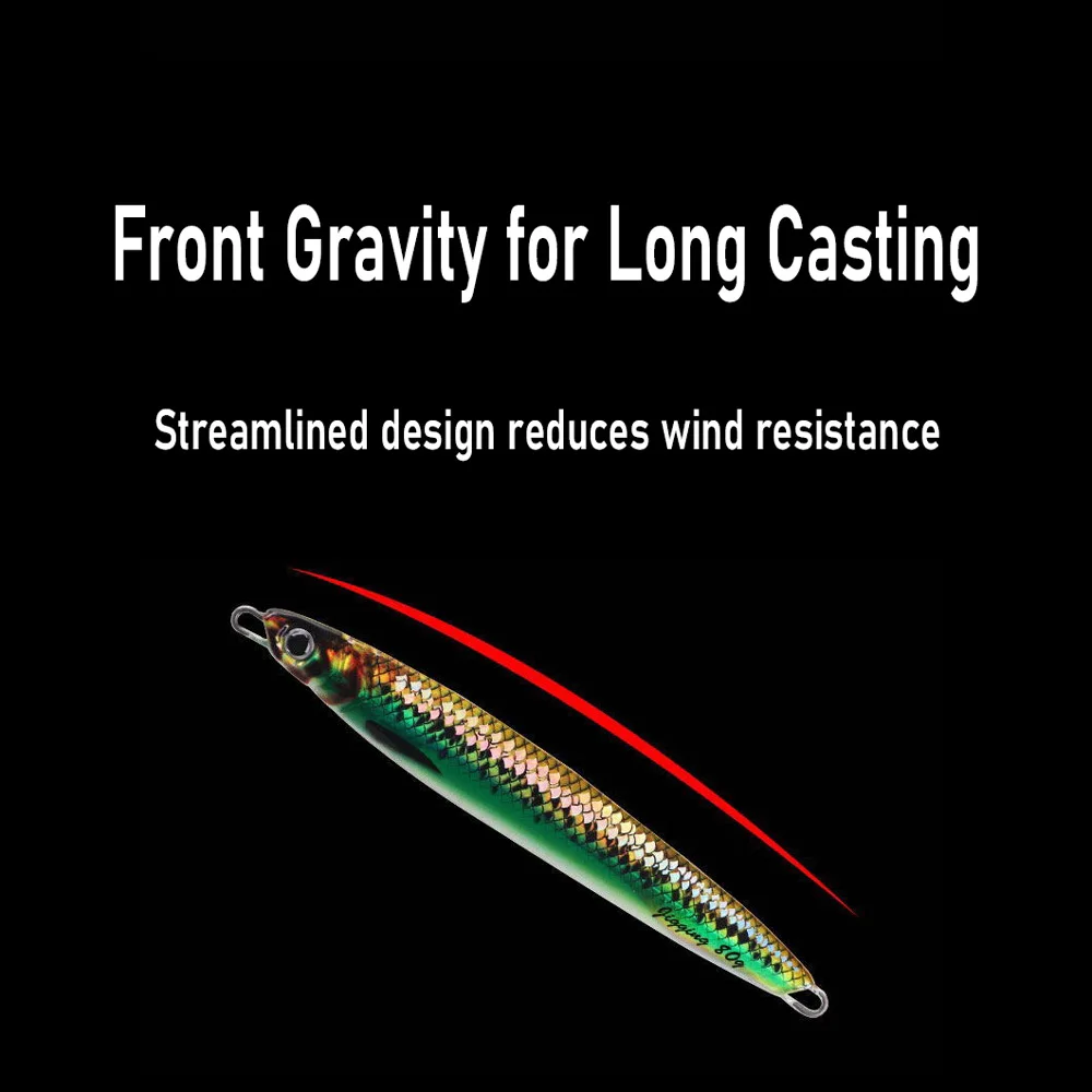 Señuelo de pesca de Metal, anzuelo luminoso de 40g-200g, cuchara de Jigging, pesca Al curricán, señuelo de Pesca de Mar de fundición larga, agua salada para lubina, Lucio, Walleye - imagen 4