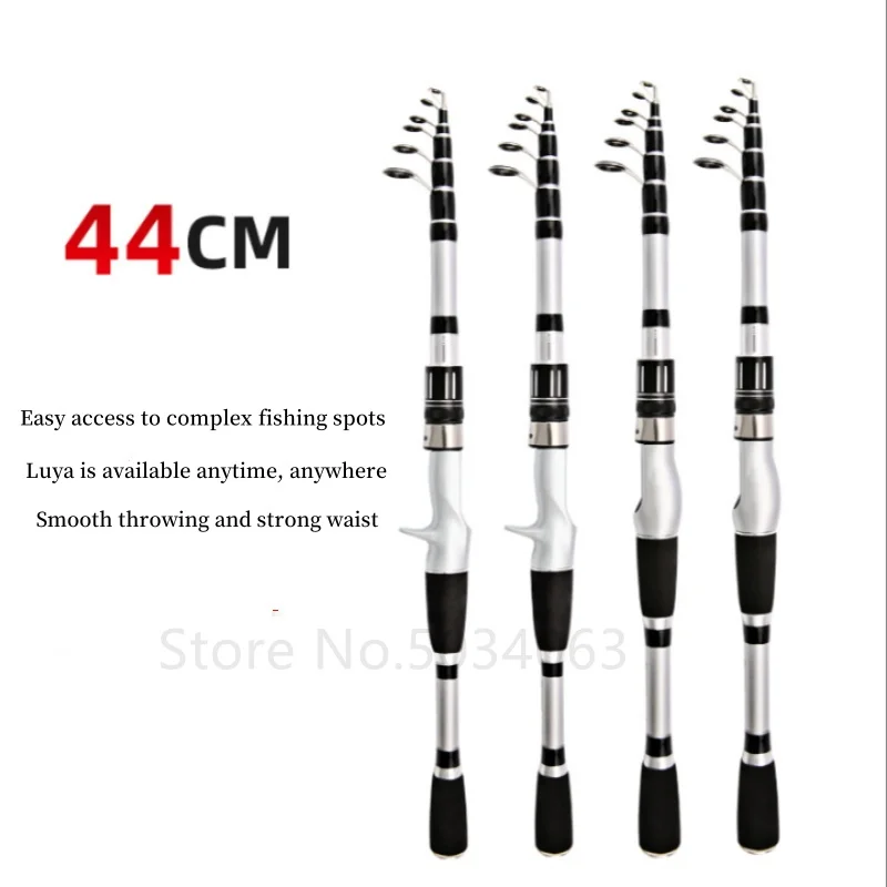 Carrete de caña de pescar telescópica de 1,5/1,8/2,1/2,4 M, Combo de caña de fibra de carbono, carrete giratorio para Baitcasting, equipo de Pesca, señuelo de Pesca - imagen 5