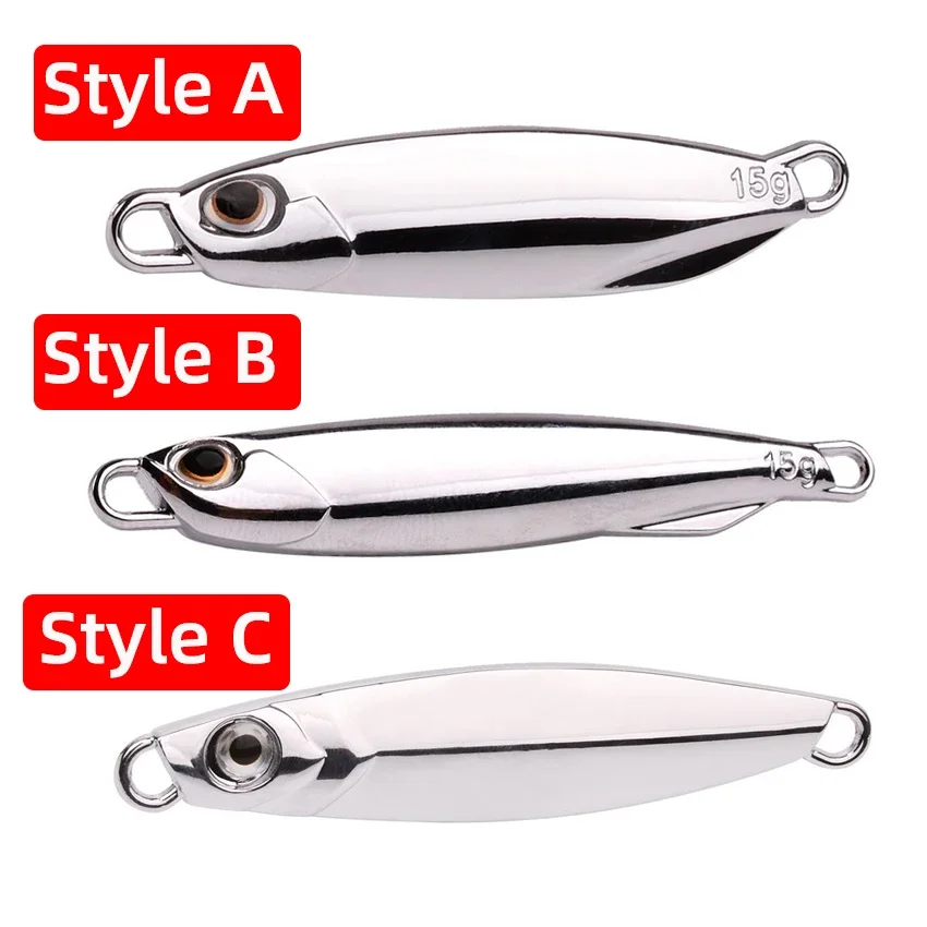 10 Uds 7g 10g 15g 20g 30g 40g 60g chapado plantilla de Metal plateado señuelo cebo de pesca de mar señuelo de pesca aparejos de lubina de agua salada - imagen 2