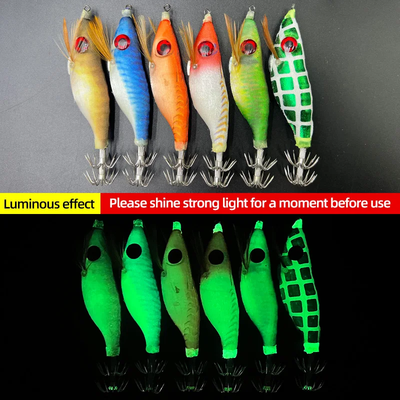 6 uds cebo de simulación Artificial envoltura luminosa tela calamar Jig Señuelos de Pesca 10cm/13,2g - imagen 2