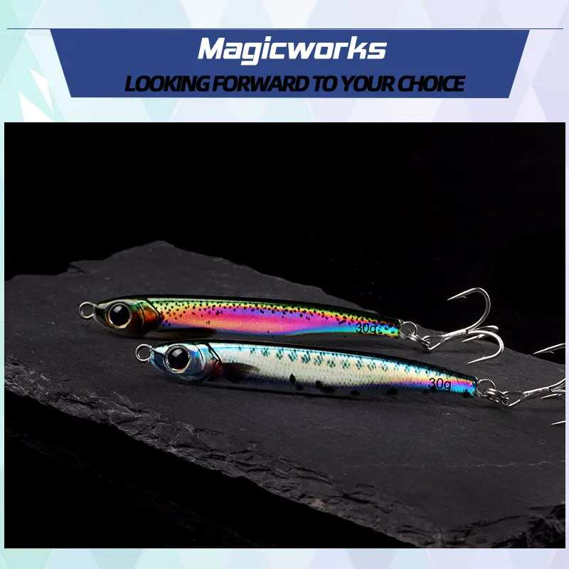 Plantilla de Metal Magic Works para cebos de peces falsos de mar, 30g, 40g, 60g, cebo Artificial, señuelo de Jigging, perca de pesca profesional, señuelos de trucha - imagen 3