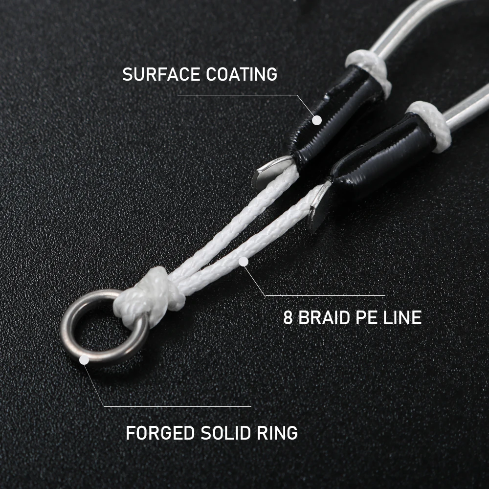 CASTFUN-anzuelo de plantilla lenta, 2 uds/1 bolsa, gancho de acero rico en carbono para plantilla de Metal con 8 accesorios de pesca de línea de PE trenzado - imagen 5