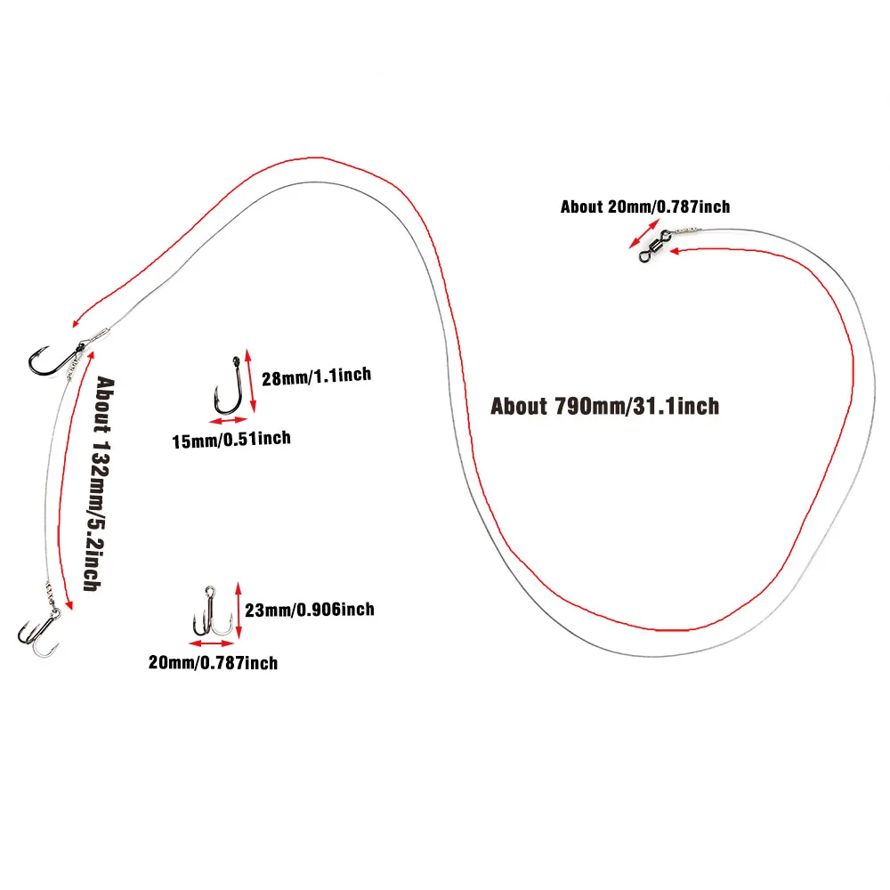 1 Juego de anzuelo líder de alambre para pesca en el mar, aparejo de línea de plomo de acero inoxidable, señuelos de rastreo, accesorios para aparejos de pesca - imagen 2
