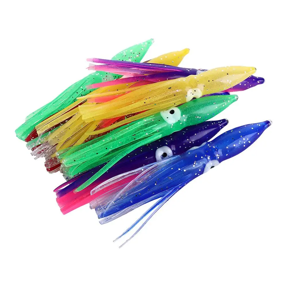 Señuelo suave de calamar, cebo Artificial de goma de 8cm, Wobblers de pulpo, atún, pez rey, pez vela, Marlin, 10 piezas - imagen 2