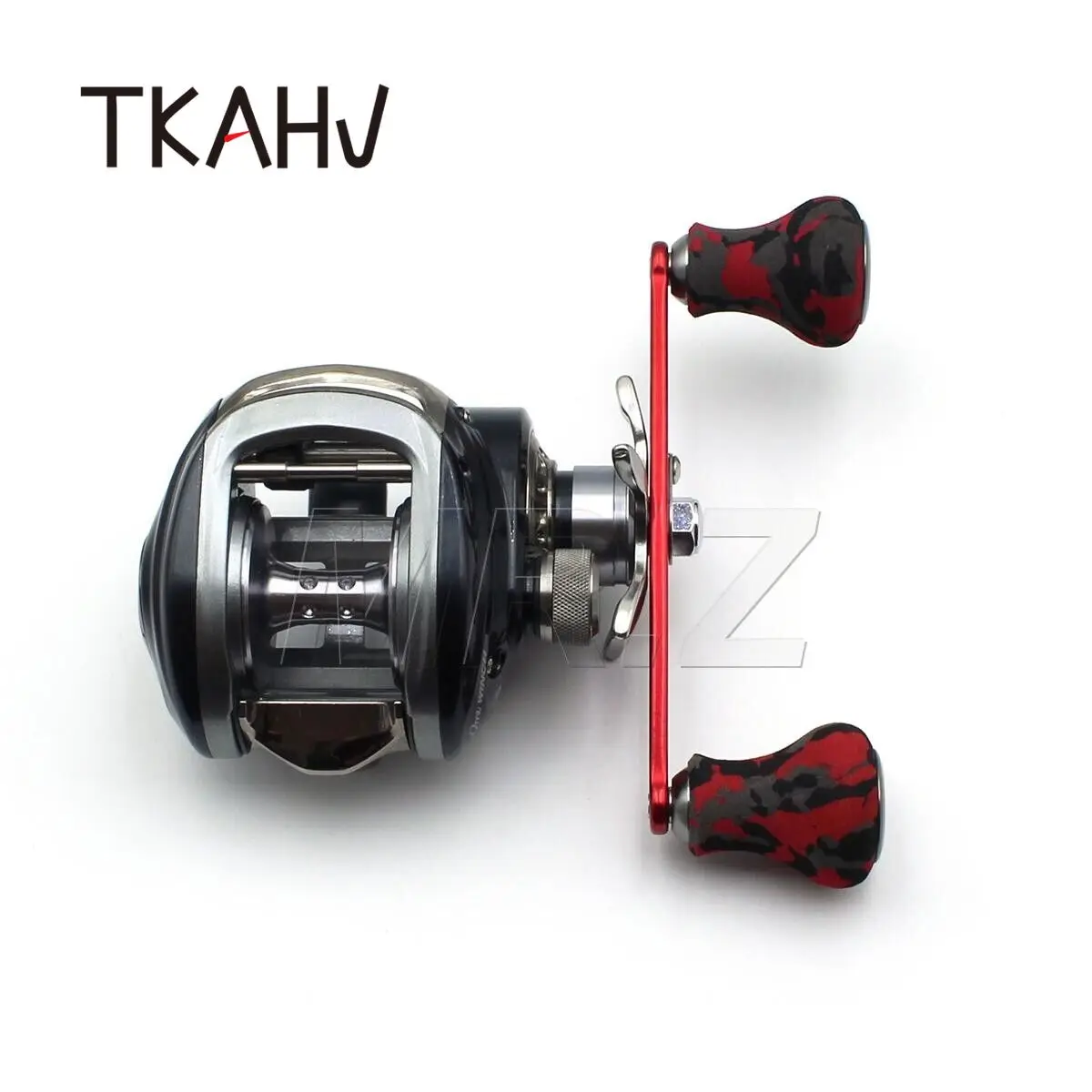 TKAHV-mango de carrete de pesca Baitcasting CAMO rojo de 4 ", para Abu Daiwa Shimano Baitcast, carrete de tambor de perfil bajo, fundición larga - imagen 4