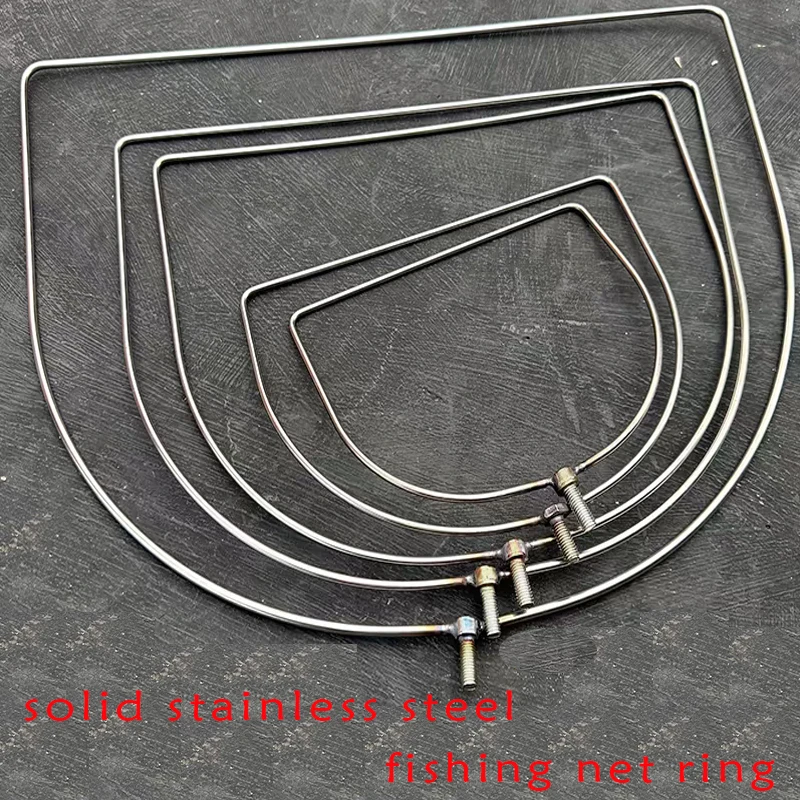 Red de aterrizaje de pesca Lawaia, anillo de red de acero inoxidable, redes de pesca resistentes integradas gruesas, accesorios cuadrados sólidos
