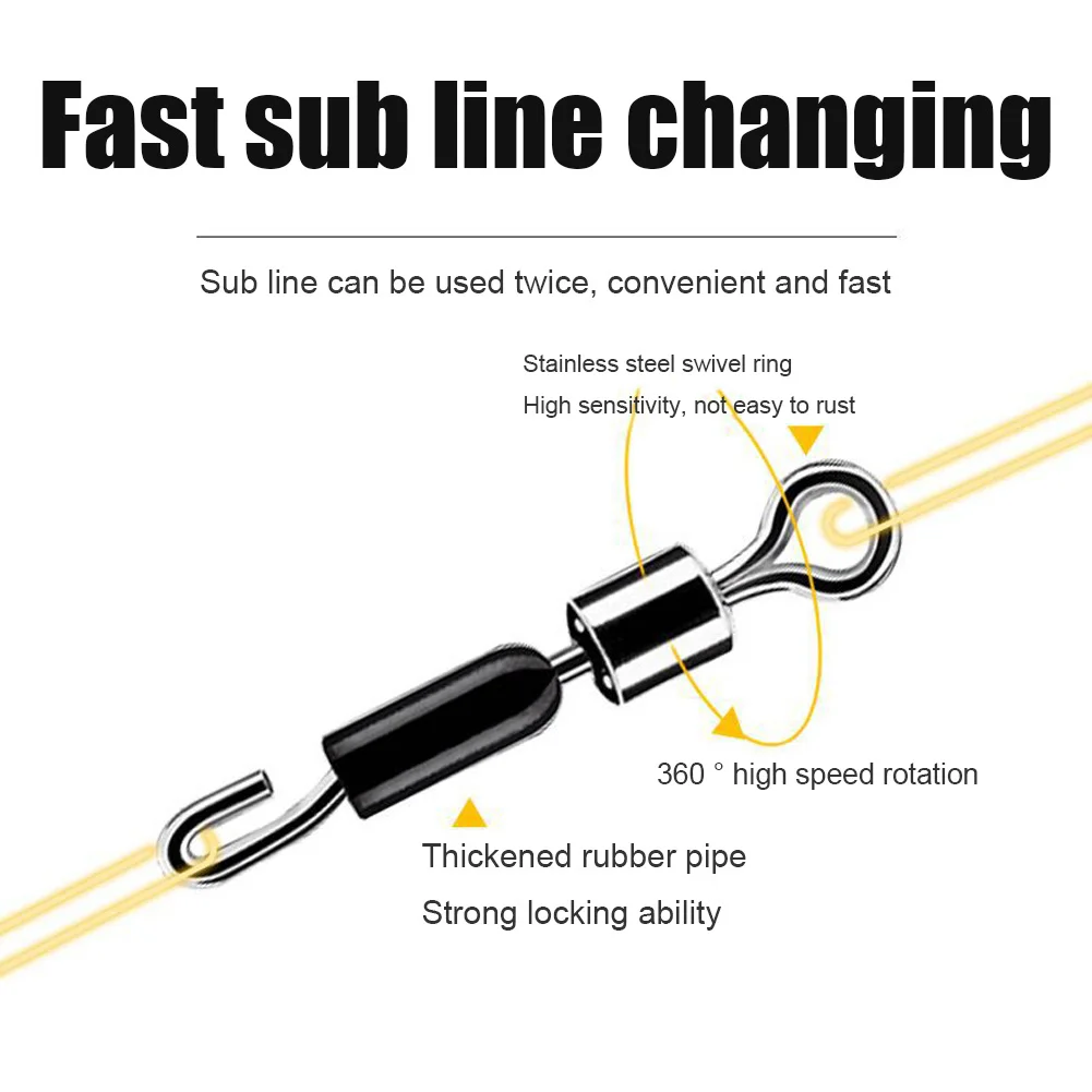 50 unids/lote de anillos giratorios de pesca, gancho de enlace rápido, herramienta de reemplazo de goma de silicona, suministros de pesca - imagen 5