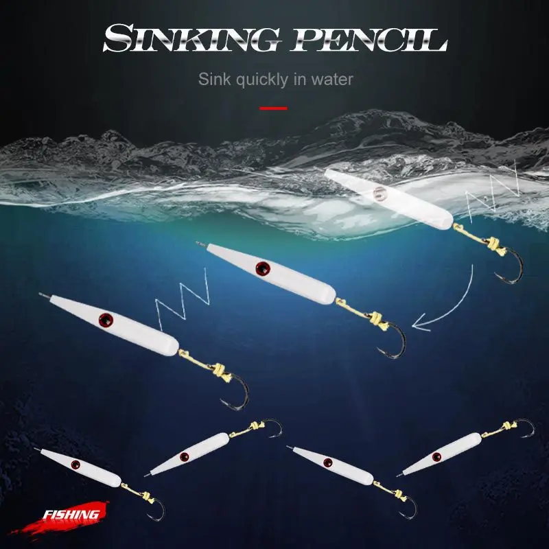 Señuelos de pesca, cebo falso, lápiz de pesca de mar, barco de mar, pesca, lápiz sumergido, tiro lejano, pistola dorada GT, varios colores, 1 ud. - imagen 3