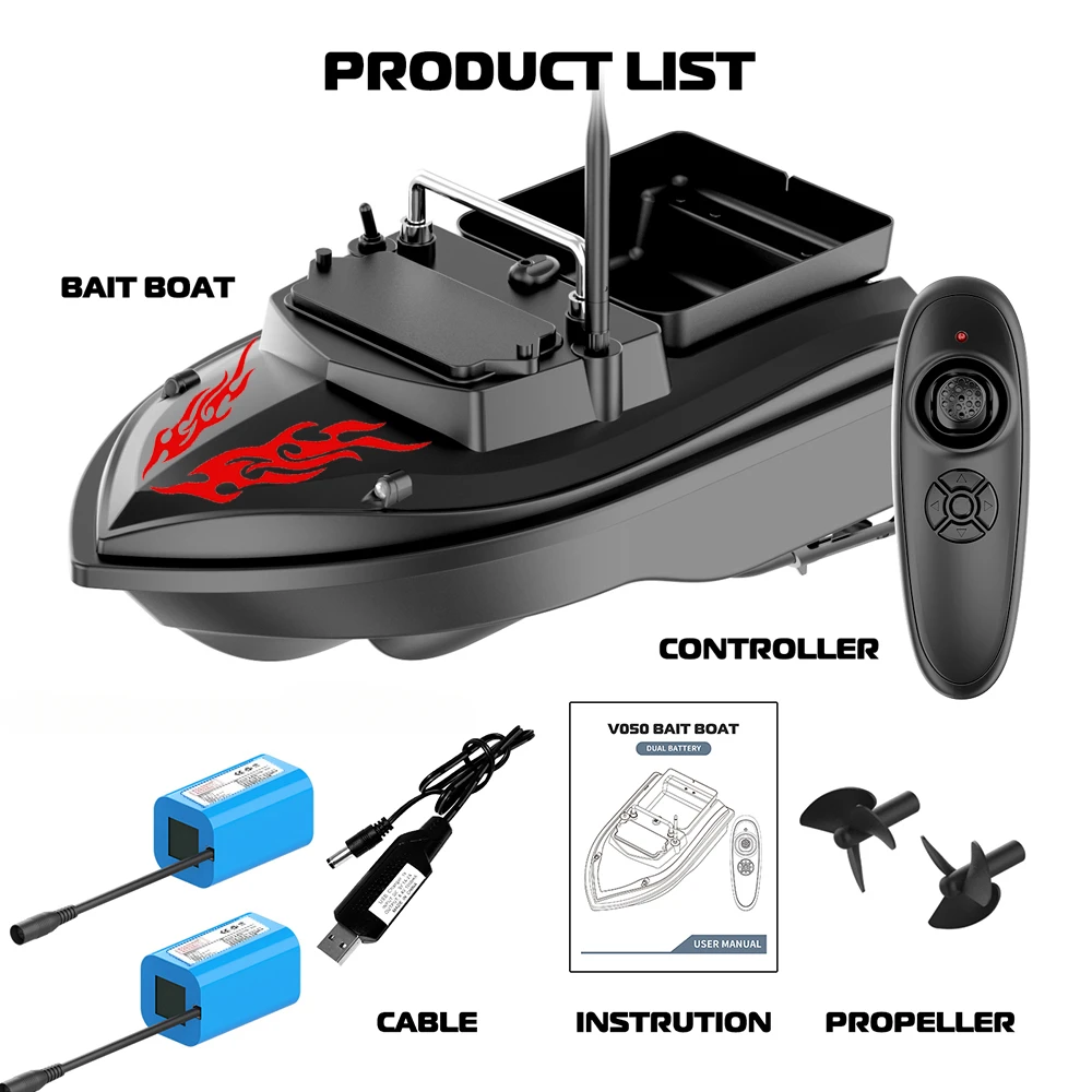VWVIVIDWORLD-barco de cebo de pesca con Control remoto, 2KG de carga, Crucero de velocidad fija, impermeable, alta velocidad, 4 luces nocturnas, 2024 - imagen 3