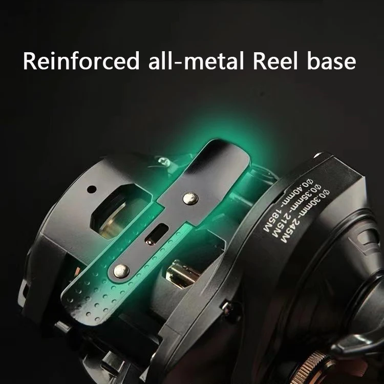 Carrete de fibra de carbono de alta velocidad para Baitcasting, carrete de Metel conservante corporal con mango doble individual, arrastre máximo de 16KG - imagen 5