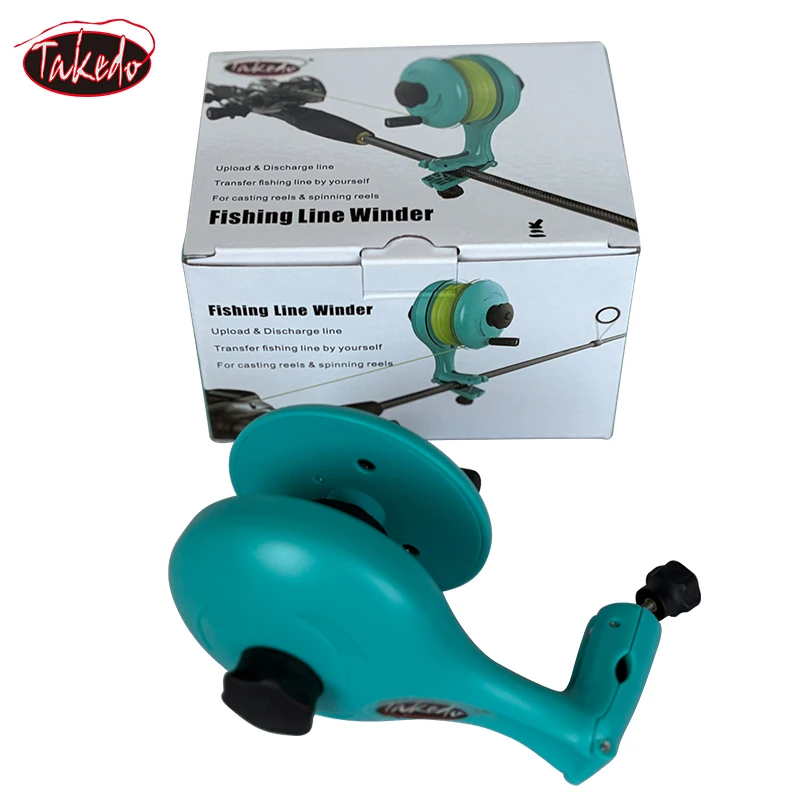 TAKEDO-enrollador de sedal de pesca, máquina de bobinado, removedor de carretes, dispositivo de líneas de pesca para carrete giratorio, carrete de fundición