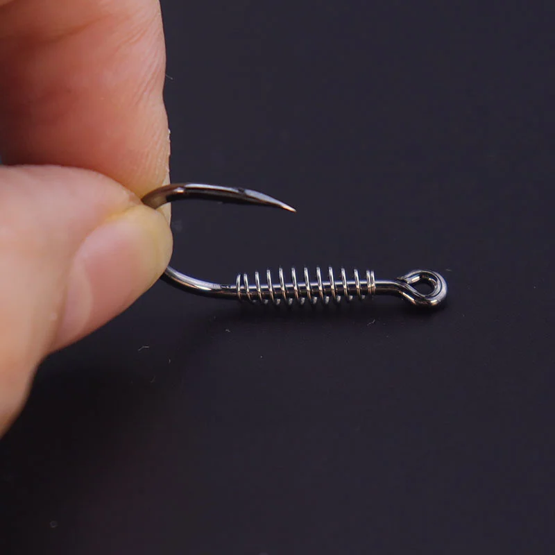 Anzuelos de pesca de primavera, aparejos de pesca con púas de acero de alto carbono, cuerpo aplanado, punta afilada, para pesca en río y mar, 20 unidades por lote - imagen 3