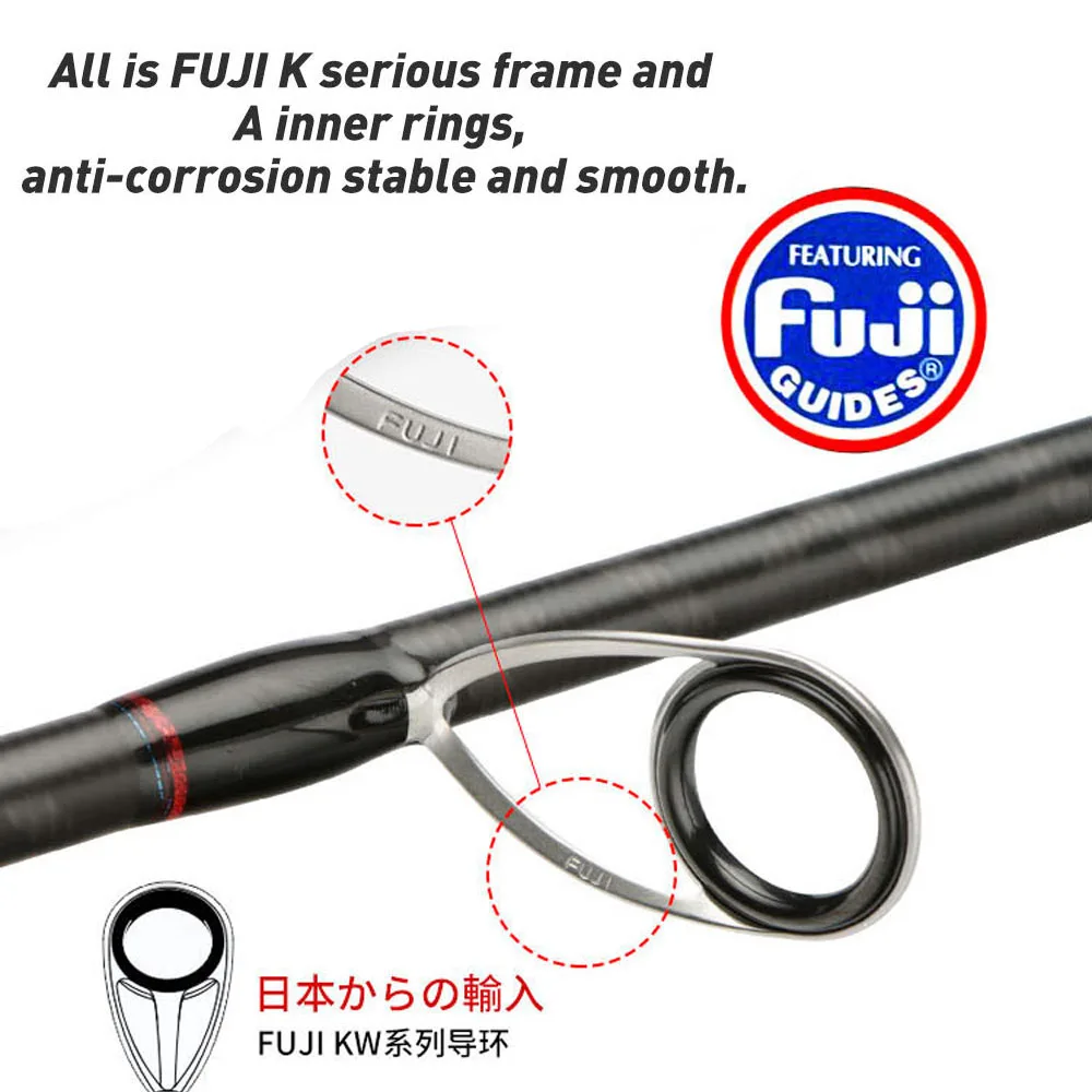 Caña de pescar Egging de 2,59 m ML M con anillos Fuji, caña de lanzamiento larga costera, caña Egi para calamar de acción rápida 1,8-3,5 #   varilla de huevos costera - imagen 4