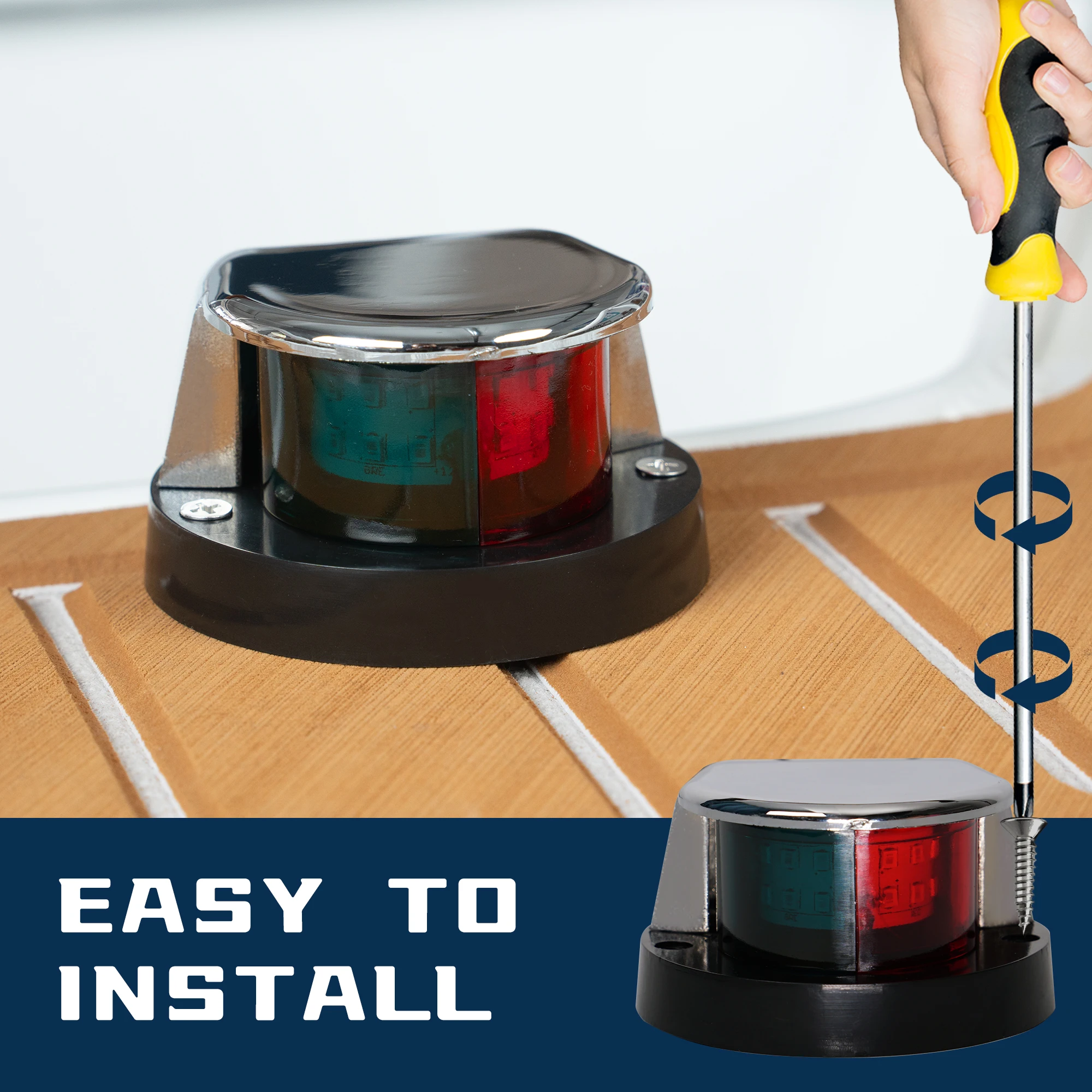 Luces de navegación para barcos Luz de proa bicolor Pontoon, skeeter, barco eléctrico y lámpara de navegación marina LED Skiff Plata - imagen 4