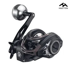 Carrete de pesca Baitcaster negro, relación de engranaje 6,3: 1, sistema de arrastre máximo de 7KG, 5 + 1BB BB para pesca de lubina, agua salada
