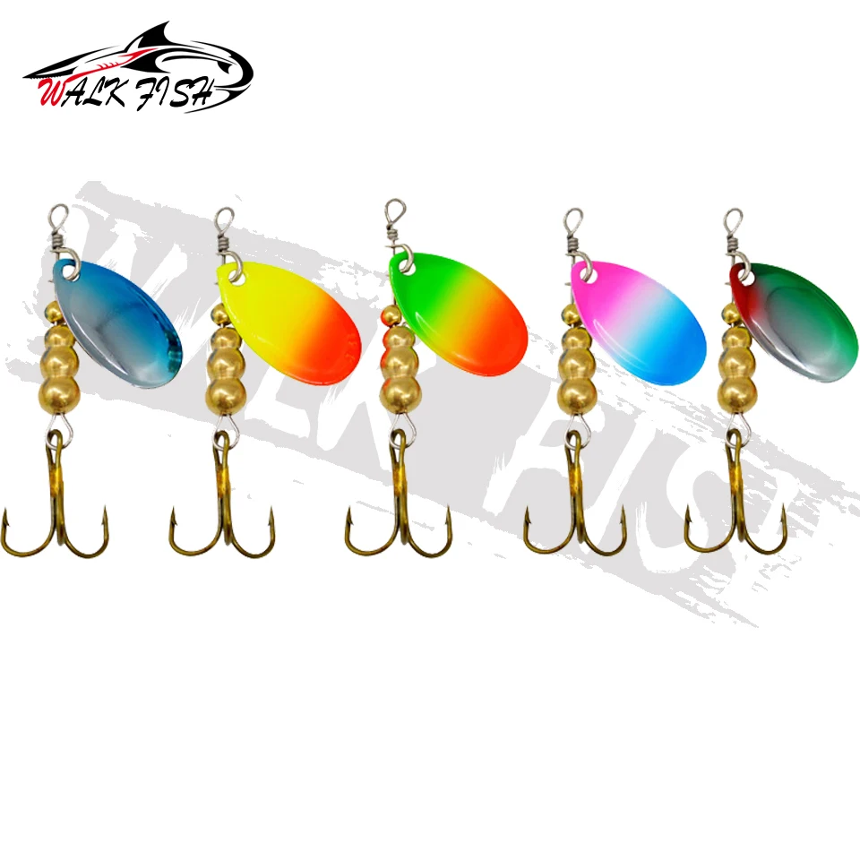 WALK FISH-señuelo de pesca de Metal, cebo giratorio de 3,5g, 4,5g, 5g, 6g, cebos duros de alta calidad, anzuelo triple, aparejos de pesca para Lucio, 5 uds. - imagen 3