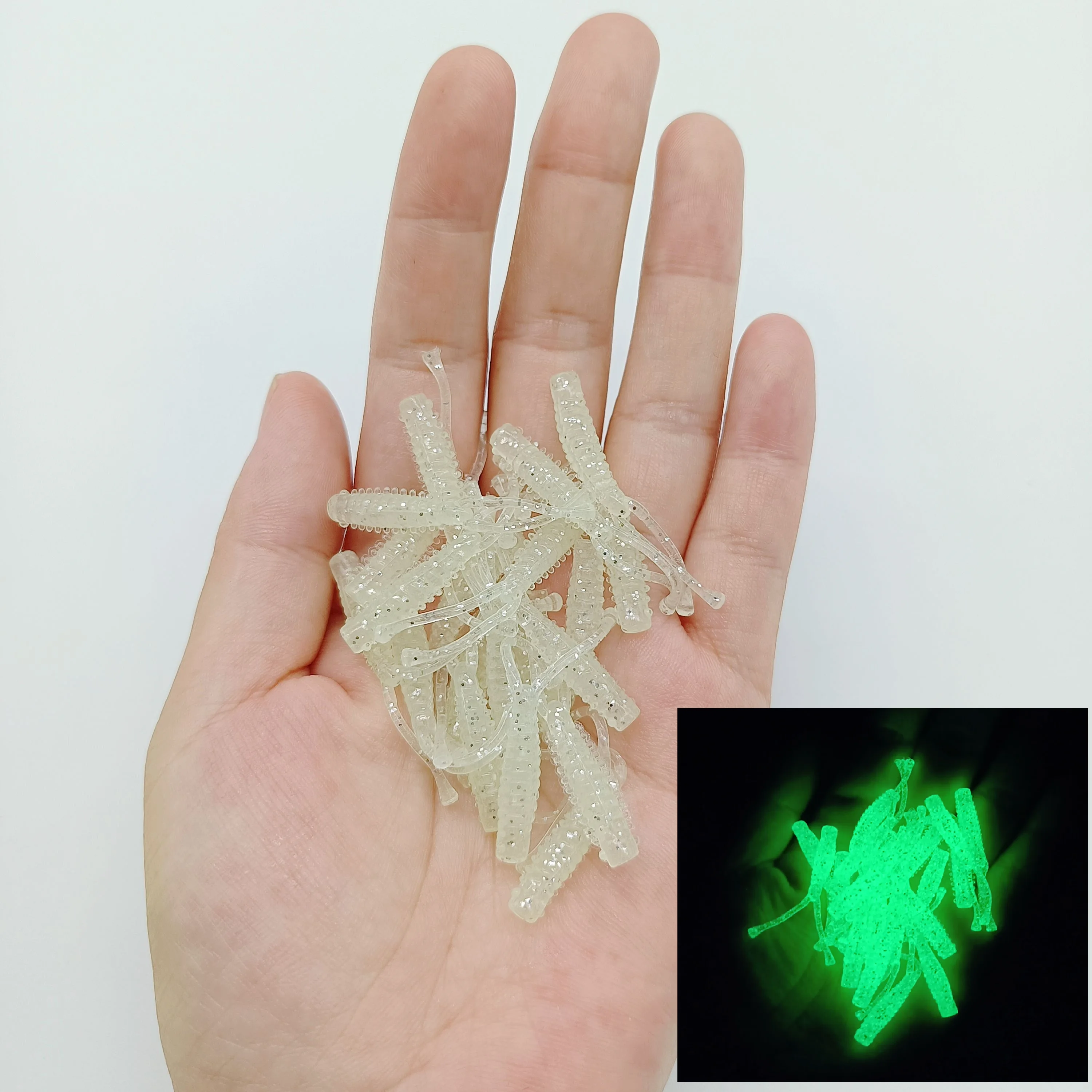 DUODUOYU 10 Uds Micro Señuelos de Pesca blandos 0,4g/40mm Mini cebo de pesca en roca gusano blando Wobbler Isca accesorios de pesca Artificial - imagen 5